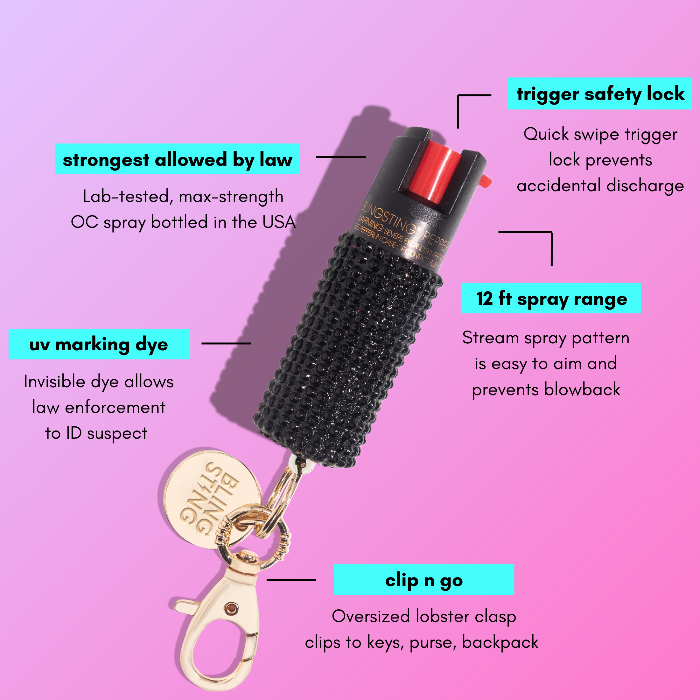 blingsting.com Safety Keychain Rhinestones Pepper Spray