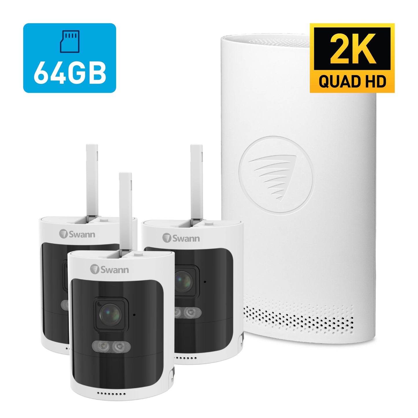 AllSecure600 2K Wireless Security Kit with 3 x Wire-Free Cameras & NVR Tower